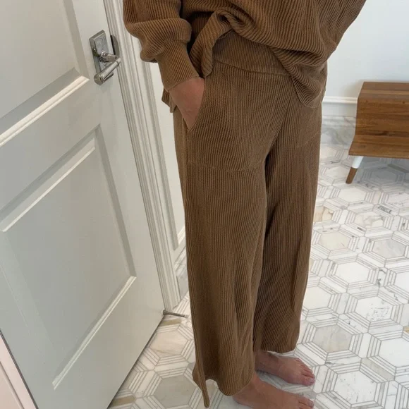 Free People Brown Ribbed Lounge Set - Picture 3 of 6